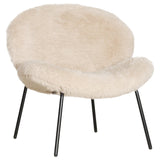 Happy Garden Fauteuil en Fausse Fourrure Beige Sacha – Chaise d'appoint 1 Place – Assise rembourrée – Structure Acier