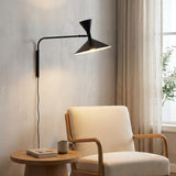 BARCELONA LED Applique Murale Industrielle Grand Modèle 40 cm, Lampe Murale à Bras Articulé, Style Vintage, Abat-jour Métal Noir Intérieur Blanc, Idéal Restaurant, Escalier et Chambre