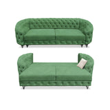 SILKMARKS® Chesterfield Canapé avec fonction couchage, canapé 3 places, confort premium, velours imperméable et résistant aux rayures, canapé avec espace de rangement supplémentaire, design élégant