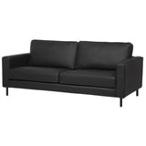 Canapé Fixe 3 Places en Cuir Fendu Noir Confort Optimal pour Salon au Design Moderne Beliani