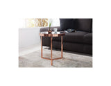 Lnxp Table basse design ronde en verre Cuivre noir Rétro Art Déco