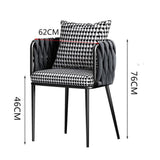 YBLANDRV Chaise De Salle à Manger, Ensemble 2 PièCes en Velours Noir Pied-De-Poule, Fauteuil en Cuir, Pieds en Bois Massif, AdaptéE Aux CaféS Et ThéS Au Lait (A)