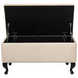 Banc rembourré de Rangement MODIANO BL 81x42cm - Velours Beige, Siège, Banquette, Coffre de Stockage avec Couvercle, Pouf pour Salon Chambre Entrée Couloir Coiffeuse Bout de Lit