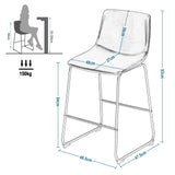 EUGAD Tabouret de Bar en Similicuir, Lot de 2, Siège Rembourré, Chaise Haute Cuisine, avec Dossier, Pieds en Métal, avec Repose-Pieds, Marron, 1071BY-2
