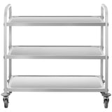 Royal Catering Chariot de Service Desserte Cuisine à roulettes 3 Plateaux RCSW 3 (101x55x96,5cm, capacité de Charge 480 kg, épaisseur des étagères 3cm)
