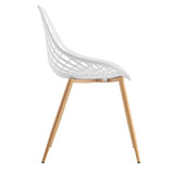 Set de 2 Chaises Designs Chaise de Salle à Manger Siège en Plastique Pieds en Métal Effet Hêtre Couleur Blanche et Effet Hêtre 83 cm
