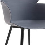 IDIMEX Lot de 4 chaises Catch pour Salle à Manger ou Cuisine au Design Retro avec Larges accoudoirs, Coque en Plastique Gris et 4 Pieds en métal laqué Noir