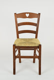 t m c s Tommychairs - Set 4 chaises Cuore pour Cuisine, Bar et Salle à Manger, Robuste Structure en Bois de hêtre peindré en Couleur Noyer Clair et Assise en Paille