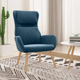 fadaoet Fauteuil relax en velours bleu avec cadre en métal, rembourrage épais pour salon et chambre à coucher, fauteuil salon confortable avec accoudoirs, bois d'hévéa solide, charge maximale 110 kg