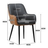LEMROE Lot de 2 chaises de salle à manger en cuir avec dossier et accoudoirs - Chaises de salle à manger rembourrées avec pieds en métal (gris et marron)