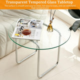 Table D'appoint Ronde En Verre,Table Basse Salon,Table D'appoint Bout De Canapé,Table Canapé,Gueridon Salon,Bout De Canapé De Salon,Table Basse Avec Pieds En Métal,Pour Salon, Bureau(Transparent,23.6i