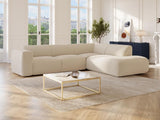 Vente-unique - Grand canapé d'angle Droit avec Dossier méridienne en Tissu texturé Beige POGNI de Maison Céphy