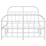 Capwee Lit 120x190 cm Cadre de lit en métal Lit Double en Métal pour Adultes-Blanc-120 x 190 cm-avec tête de lit et Pied de lit