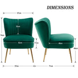 chairus Chaise de Salon en Velours Fauteuil de Chambre Comfortable Chaise Rembourrée Canapé 1 Place (Vert- 1 Piece)