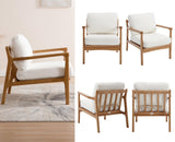 chairus Fauteuil Salon Rembourré en Lin Chaise de Chambre Modern Chaise de Réception avec Cadre en Bois Massif (Beige)