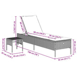 vidaXL Chaise Longue avec Table et Coussin Beige résine tressée, transat, lit de Repos de Jardin, Meuble d'extérieur, Chaise Longue d'extérieur