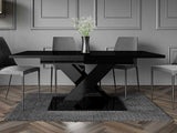 Bestmobilier - Table À Manger Buriti Rectangulaire en Bois Noir Laqué - Salle à Manger