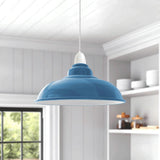 LEDSone Abat-jour de plafond industriel moderne en métal, grand abat-jour courbé de 32 cm, facile à installer, pour salon, cuisine, couloir (plaque réductrice gratuite) (Bleu Clair)