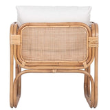 Casa Moro BIMA CF2221 Fauteuil en rotin avec 2 coussins et accoudoirs extra large en rotin naturel | Chaise rétro bohème chic pour jardin, terrasse, salle à manger