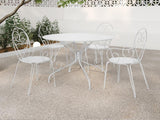 Vente-unique - Lot de 4 fauteuils de Jardin empilables en métal façon Fer forgé - Blanc - GUERMANTES de MYLIA