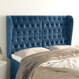 vidaXL Tête de Lit avec Oreilles Meuble de Chambre à Coucher Accessoire de Lit Double Tête de Cadre de Lit Bleu Foncé 163x23x118/128 cm Velours