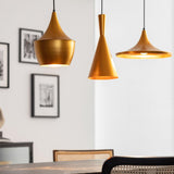 LEDKIA LIGHTING - Suspension Métal Presley | Design Japonais Inspiré | Douille E27 | Câble Réglable en Hauteur | Aluminium Résistant, Doré