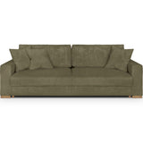 HOMIFAB Canapé Convertible 3 Places en Velours côtelé Vert Kaki avec Coffre de Rangement - Robin 219x104x78cm