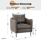 HULALA HOM Fauteuil en Cuir Fauteuil d'appoint Moderne en Similicuir Rembourré Chaises de Salon avec Coussin Mobile pour Salon Bureau Lecture Réception Client Brown