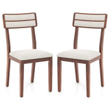 COSTWAY Chaise Salle a Manger Lot de 2, Chaises Hautes avec Dossier Haut, Siège Rembourré, Pieds en Bois de Caoutchouc, Fauteuil Salle a Manger sans Accoudoirs, Charge 180 KG (Noyer)