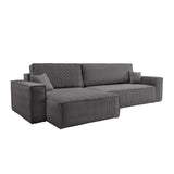 LOUNGITUDE Canapé Farah d'angle Max réversible et Convertible 5 Places en Velours côtelé