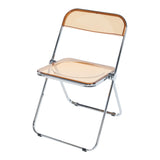 [en.casa] Lot de 2 Chaises Pliantes Ensemble de 2 Sièges de Salle à Manger Set de 2 Chaises pour Invités Cuisine Bureau Acier Chromé Polycarbonate 74 x 46 x 47 cm Orange Transparent