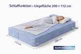MyFoam Canapé en mousse, 3 places, 200 cm, avec fonction sommeil, déhoussable, moderne et confortable, bleu clair