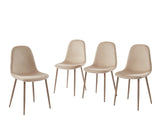 BAÏTA - Lot de 4 chaises Lena Velours Beige Pieds métal Beige