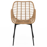 IDMarket - Lot de 2 chaises de Salle à Manger, fauteuils de Table Summer Effet rotin Pied métal Noir