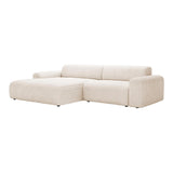Mobilier-Deco Sofia - Canapé d'angle en Velours Gros côtelé Blanc écru - Angle Gauche