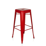 hjh OFFICE 645011 Tabouret de Bar VANTAGGIO High Métal Rouge, Tabouret Industriel Haut, empilable