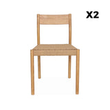 Alice's Home - Lot de 2 chaises Naturelles en Bois et Cordage. Ella. L 49.5 x P 53 x H 82cm