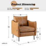 HULALA HOM Fauteuil en Cuir Fauteuil d'appoint Moderne en Similicuir Rembourré Chaises de Salon avec Coussin Mobile pour Salon Bureau Lecture Réception Client Brown