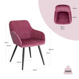 WOLTU 1 pièce Chaise de Salle à Manger Chaise de Cuisine rembourrée en Velours, Pied en métal,Bordeaux BH93bd-1