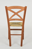 t m c s Tommychairs - Set 2 chaises Cross pour Cuisine, Bar et Salle à Manger, Robuste Structure en Bois de hêtre peindré en Couleur Cerisier et Assise en Paille