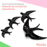 Hirondelle Murale | Oiseaux Decoratifs Ceramique Mural | 4 unités | Fabriqué en Espagne