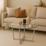 Mango Steam Verre Metro Table Basse/Table de Bout (Table Basse, Verre Clair et Base d'argent)