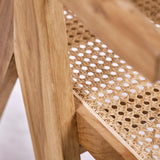 Meubletmoi Fauteuil Lounge en Bois Massif avec Cannage en Rotin - Style Naturel et Exotique - Bruno