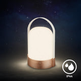 BRILONER - Lampe de table sans fil, variateur à 3 niveaux, fonction mémoire, ip44, câble de charge usb-c, salon à poser, lampe chevet, 14.5 x 13.5 x 24 cm, bronze métallique blanc
