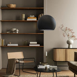L+ Lampe à suspension Boule moderne fabriquée à la main, abat-jour, en métal, E27, pour cuisine, salon, chambre, design moderne (noir, Ø 25 cm)