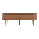 [en.casa] Meuble TV Support Télé avec 2 Étagères Réglables en Hauteur et 2 Portes 2 Coulissantes Stable Élégant Salon Chambre Moderne Panneau de Particules 166 x 40 x 55 cm Effet Noyer