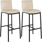 CLP Lot de 2 tabourets, chaises de Bar Freeport avec Dossier rembourré, Repose-Pieds en Similicuir et Tissu, Couleur:crème, Matériel:Similicuir