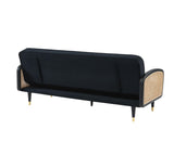 BAÏTA Canapé Droit Convertible Lea 3 Places en Velours Noir