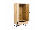 Deco In Paris Armoire penderie 2 Portes 1 tiroir en Bois métal et cannage TULLIO 80x56x172