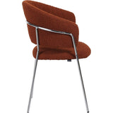 Lot de 2 chaises en Tissu bouclé Rouille et piètement chromé - Isya